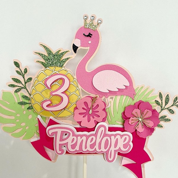 Flamingo Cake Topper, Tropical Cake Topper