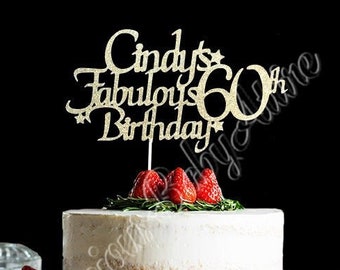 Decoración para tarta de 60 cumpleaños fabuloso.