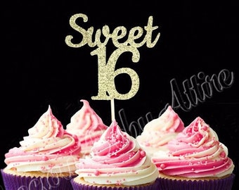 Sweet 16 Cupcake Topper Set of 12