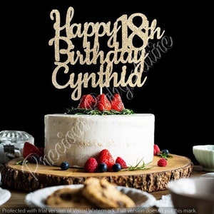 Custom Happy Birthday Cake Topper, 18th Birthday Cake Topper