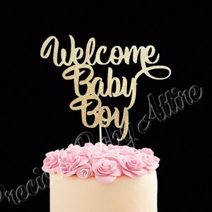 Welcome Baby Boy Cake Topper, Baby Shower Cake Topper