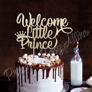 Welcome Little Prince Cake Topper, Baby Shower Cake Topper