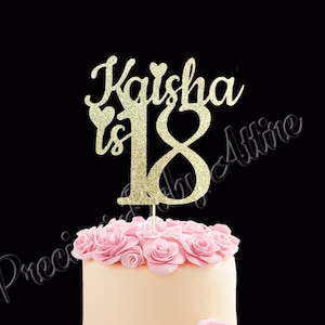 Personalized 18th Birthday Cake Topper, Glitter Cake Topper
