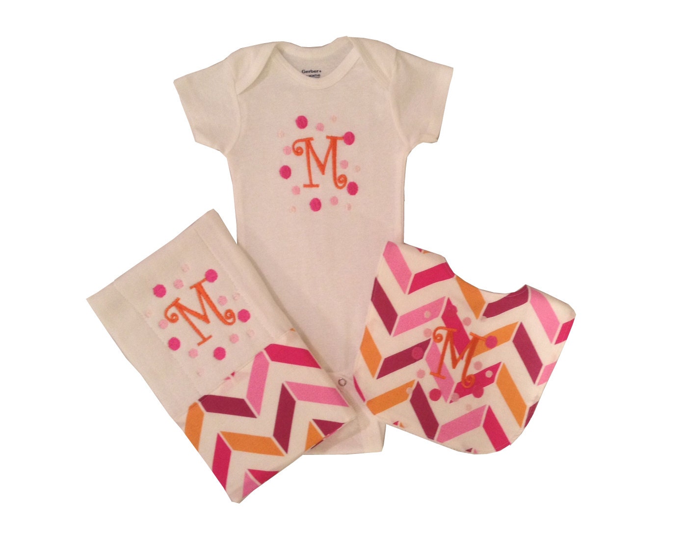 Personalized Baby Onesie Bib and Burp Cloth Set Etsy