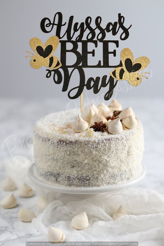 Biene 'One' Tortenaufsatz Aus Acryl | 1. Geburtstag Dekoration | Babyparty Bienen-Thema | Schwarzer Kuchen-Deko-Aufsatz
