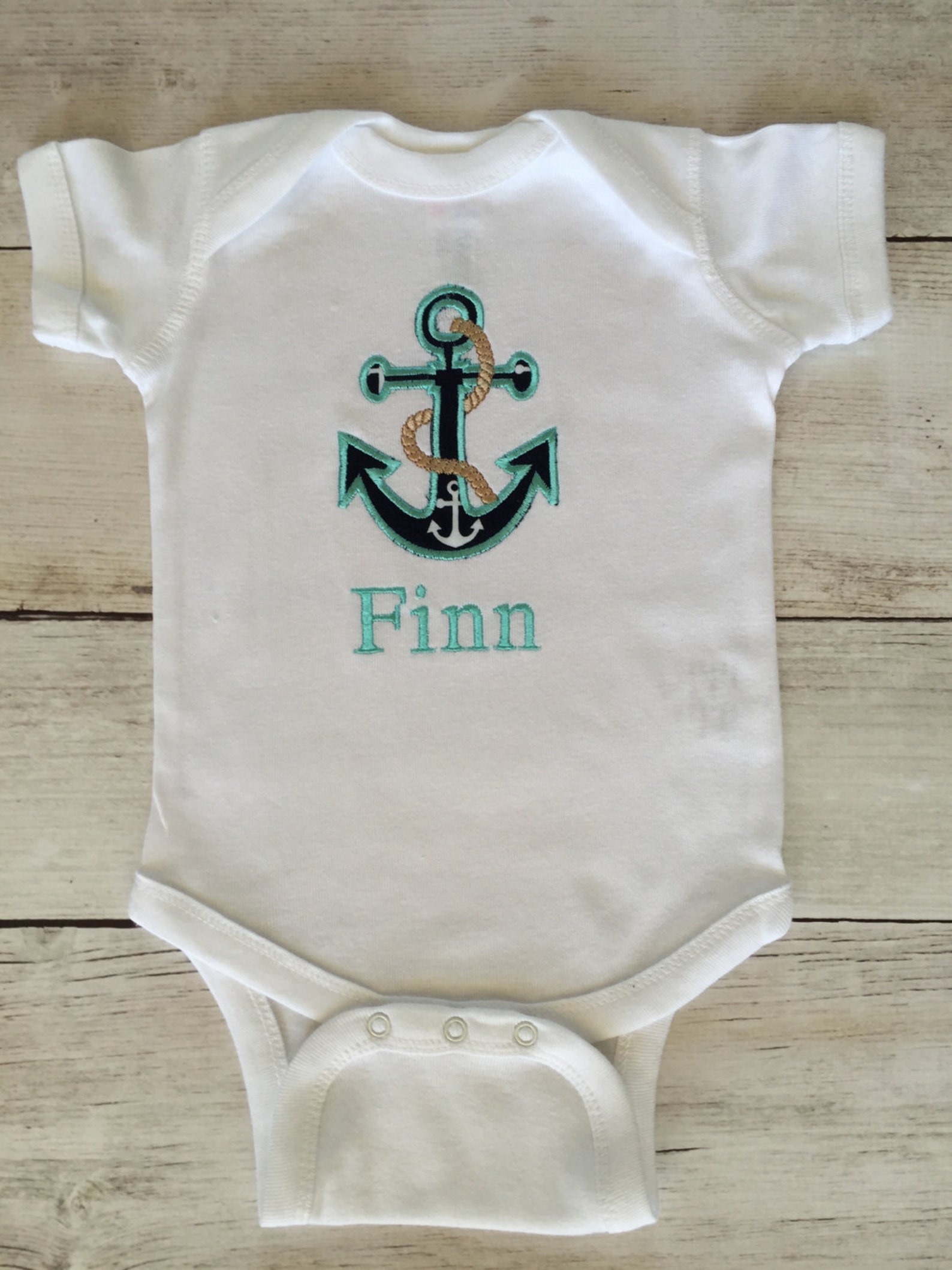 Anchor Personalized Baby Boy Bodysuit Bib and Burp Cloth Set Etsy
