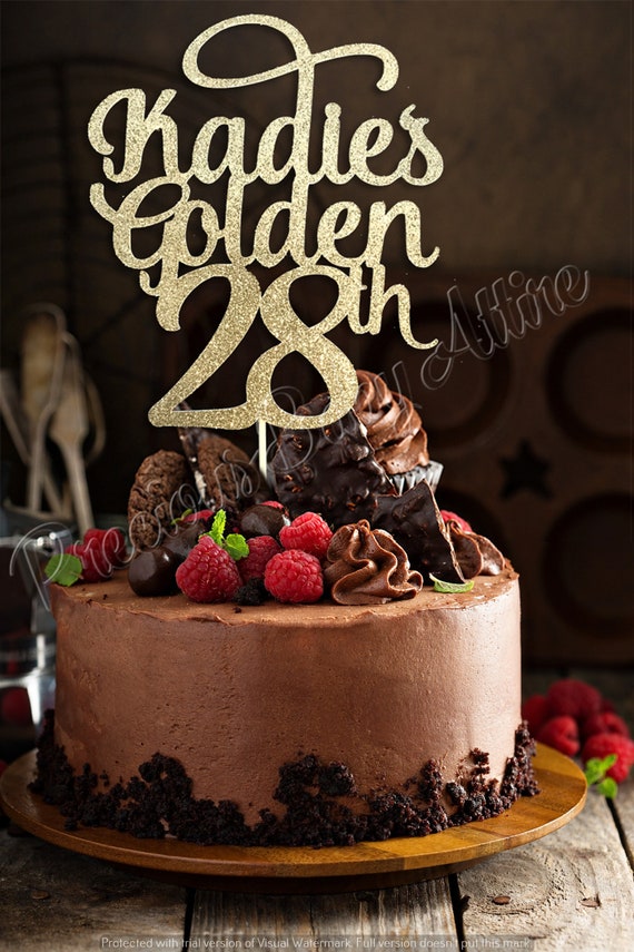 Golden Birthday Cake Topper, Custom Golden Birthday cake Topper