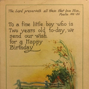 Postkarte: Happy Birthday, ein zwei Jahre alter Junge