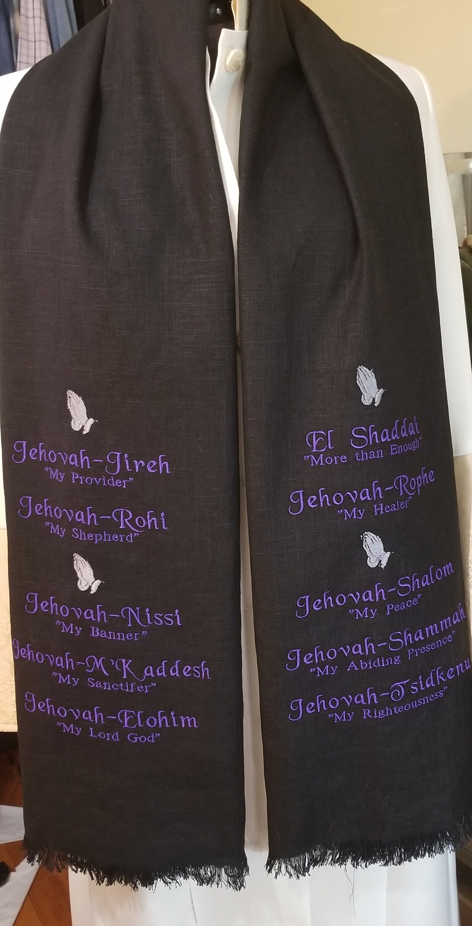 Custom Prayer Shawl Names of GodMachine Embroidered Prayer Etsy