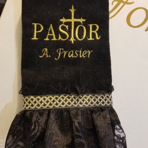 Female Pastor Towel, Clergy towel, Embroidered fingertip towel, Pulpit towel