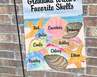 Grandma's Favorite SeaShells Single-Sided Vinyl Garden Flag