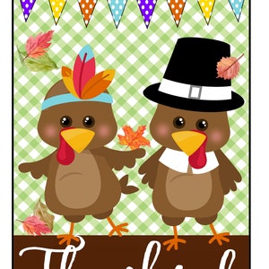 Thanksgiving Pilgrim and Indian Turkey Single-Sided Vinyl Garden Flag