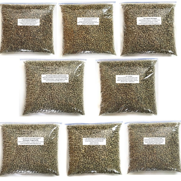8 Pounds Green Coffee Beans Sample Pack - Ultimate Sample Package 1 pound each of my 8 most popular beans