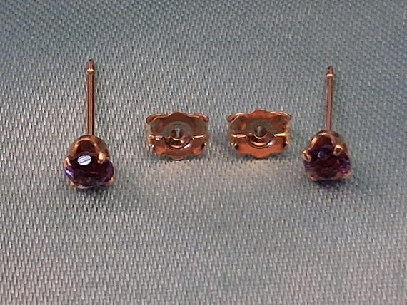 14K Gold Amethyst Earrings