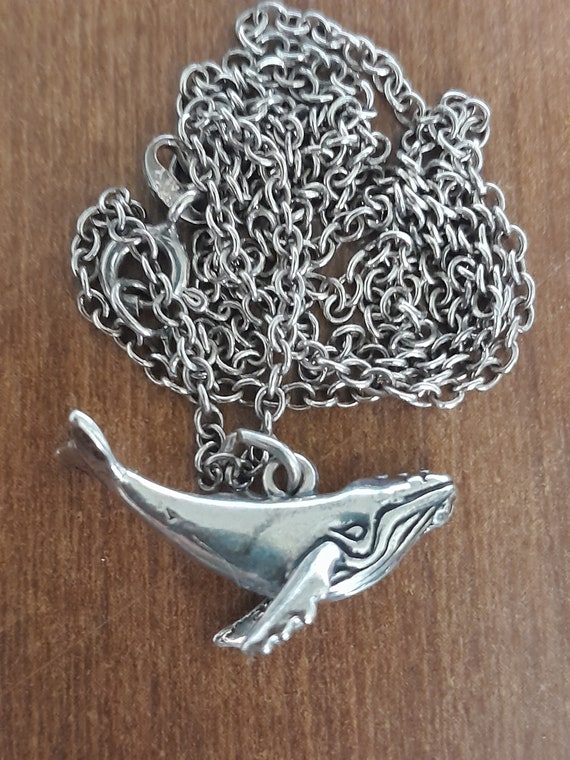 VINTAGE Sterling Silver Whale Necklace