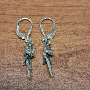 HANDCRAFTED Sterling Silver Parrot Dangle Earrings