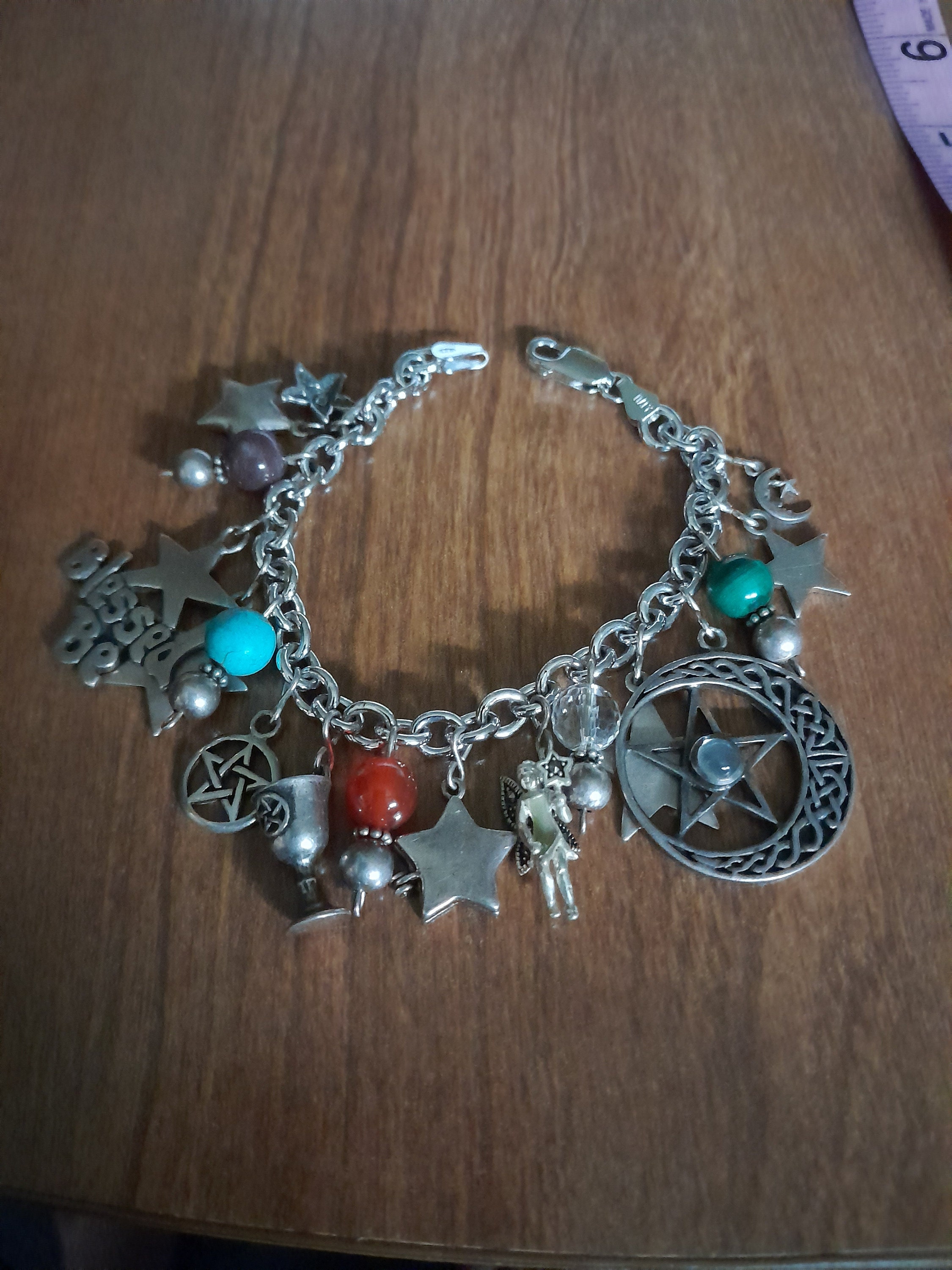 HANDCRAFTED Sterling Silver 5 Elements Charm Bracelet - Etsy HANDCRAFTED Sterling Silver 5 Elements Charm Bracelet - Etsy