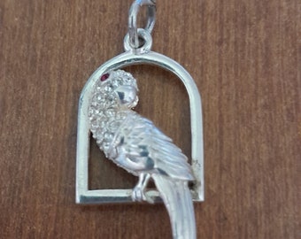 Sterling Silver and Cubic Zirconia Parrot Pendant