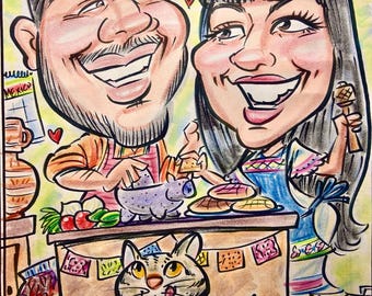 Boceto de retrato de caricatura dibujado a mano personalizado