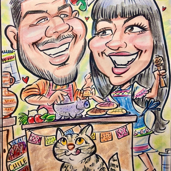 Boceto de retrato de caricatura dibujado a mano personalizado