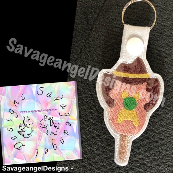 4x4 Ice cream embroidery design tag & bookmark