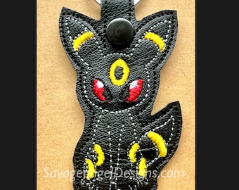 ARCHIVO DIGITAL Diseño de bordado de etiqueta con cierre a presión Poke Umbreon 4x4