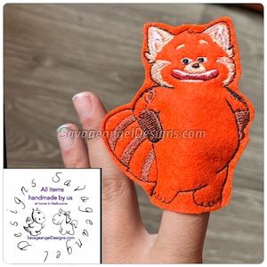 red panda stitch fill and puppet 4x4 embroidery design
