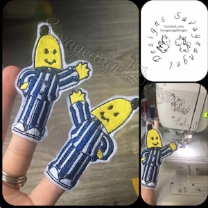 4x4 finger puppet embroidery design banana kids