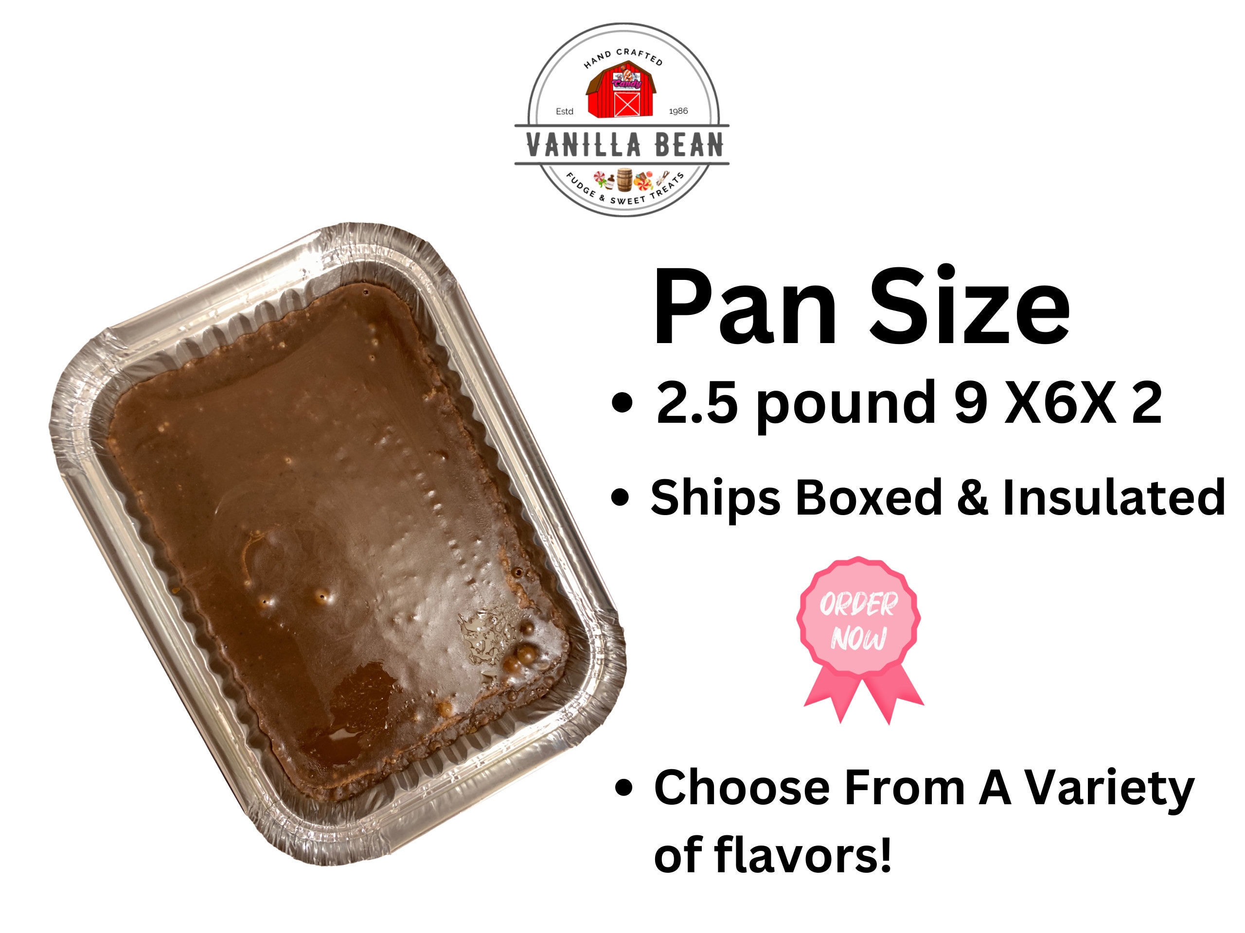 Chocolate Fudge candy, Handmade Old Fashioned cocoa fudge,  Big Pan 2 1/2 lbs. great gift, Flavor Choices