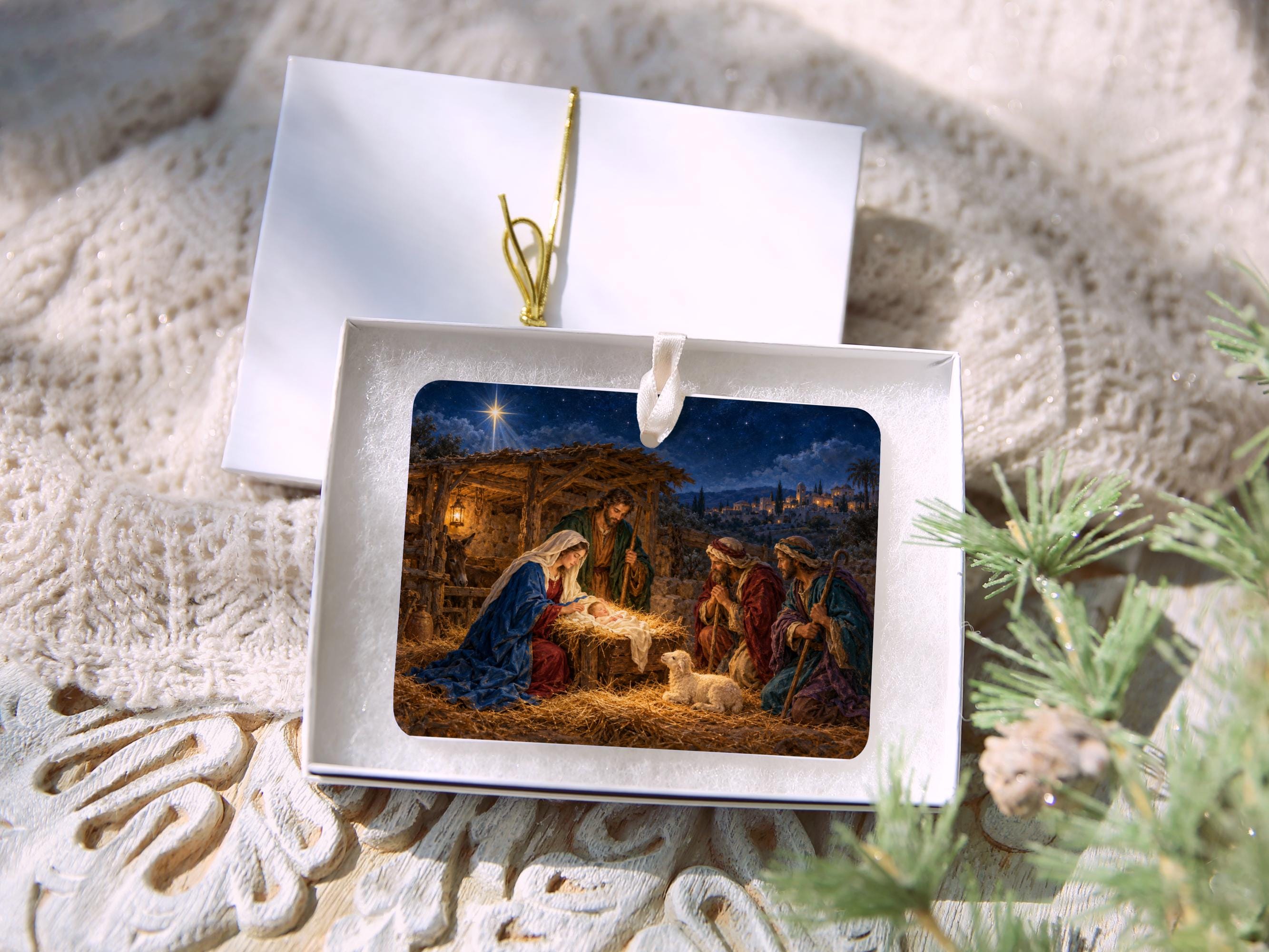 Manger Scene Nativity Ceramic Story Ornament 2