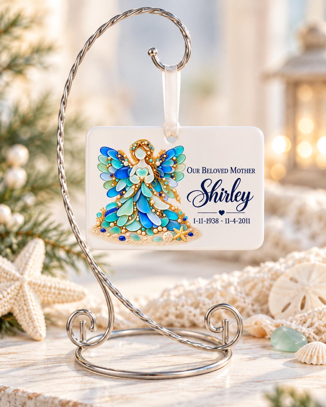 Beloved Sea Glass Angel Memorial Ceramic Ornament