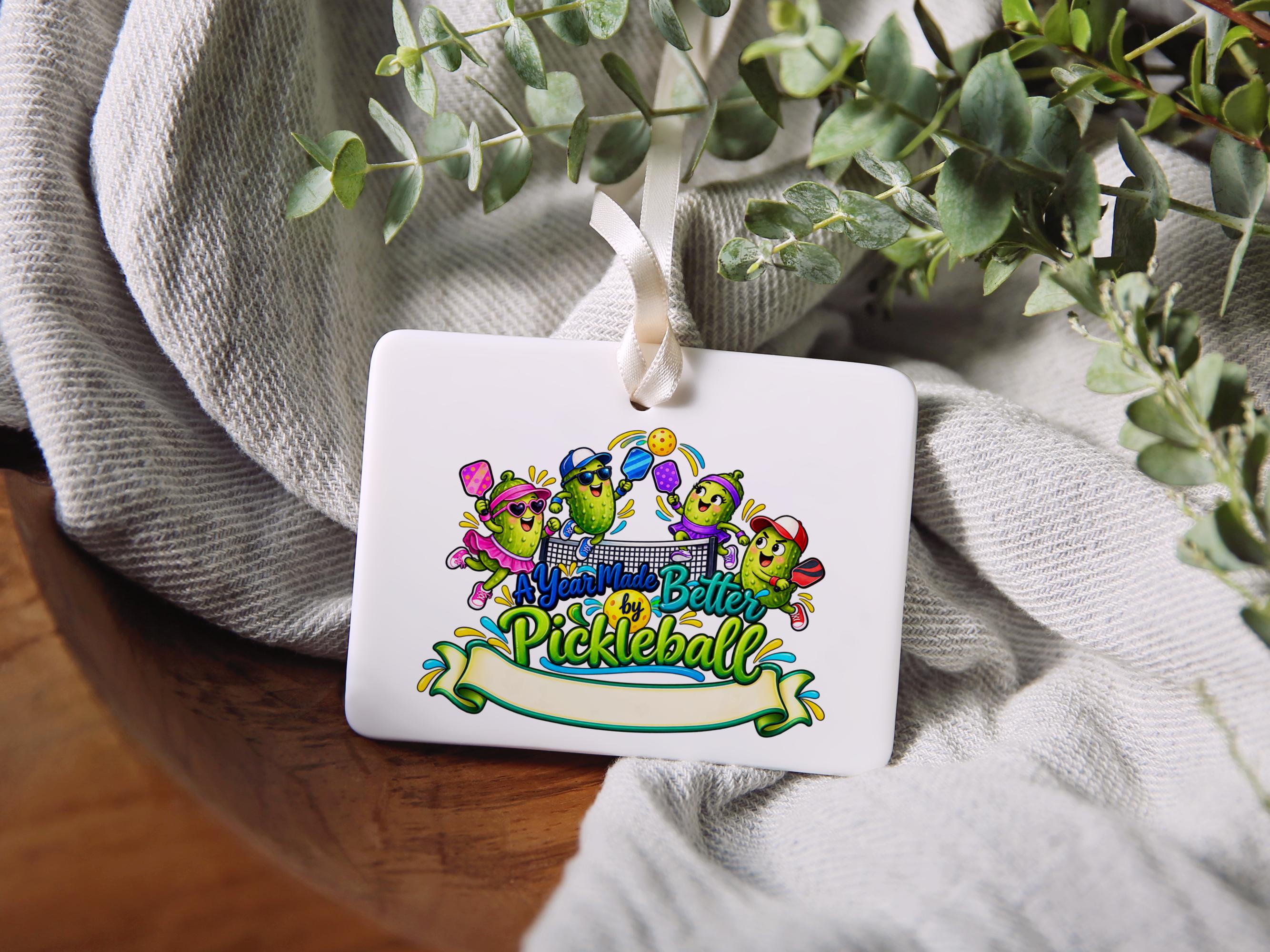 Pickleball Ceramic Christmas Ornament 2