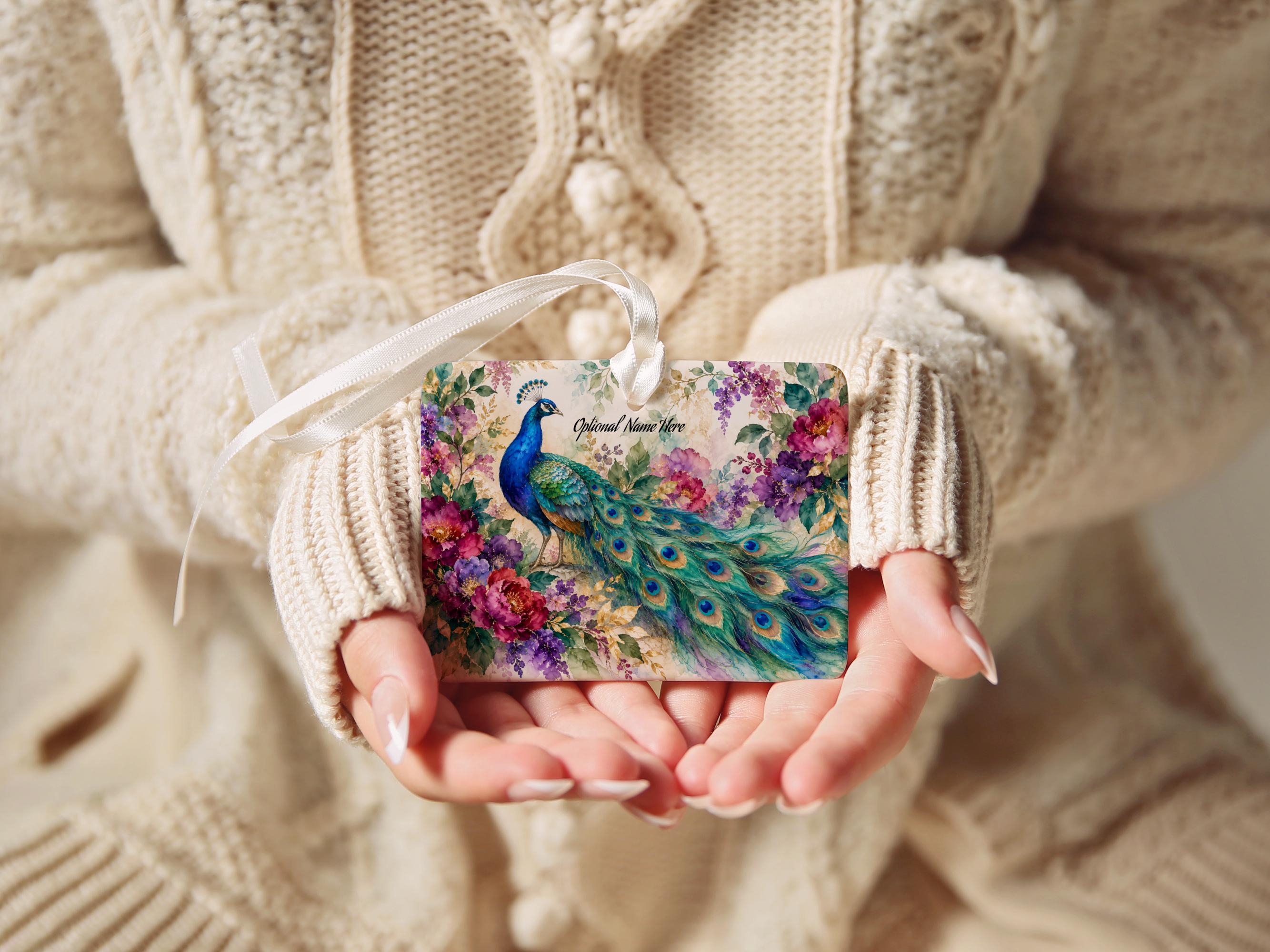 Personalized Peacock Ceramic Christmas Ornament 3