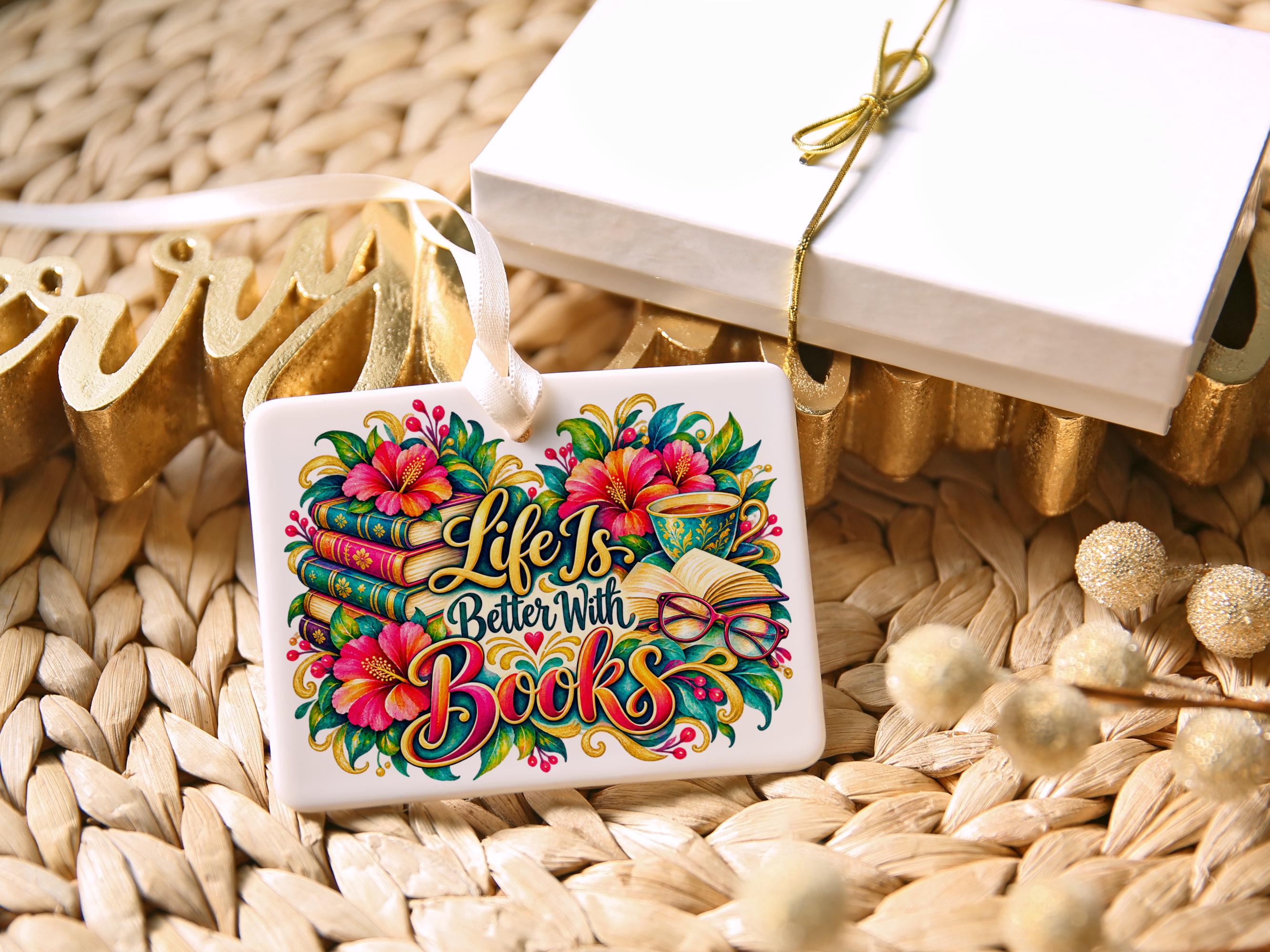 Book Lover Ceramic Christmas Ornament 3