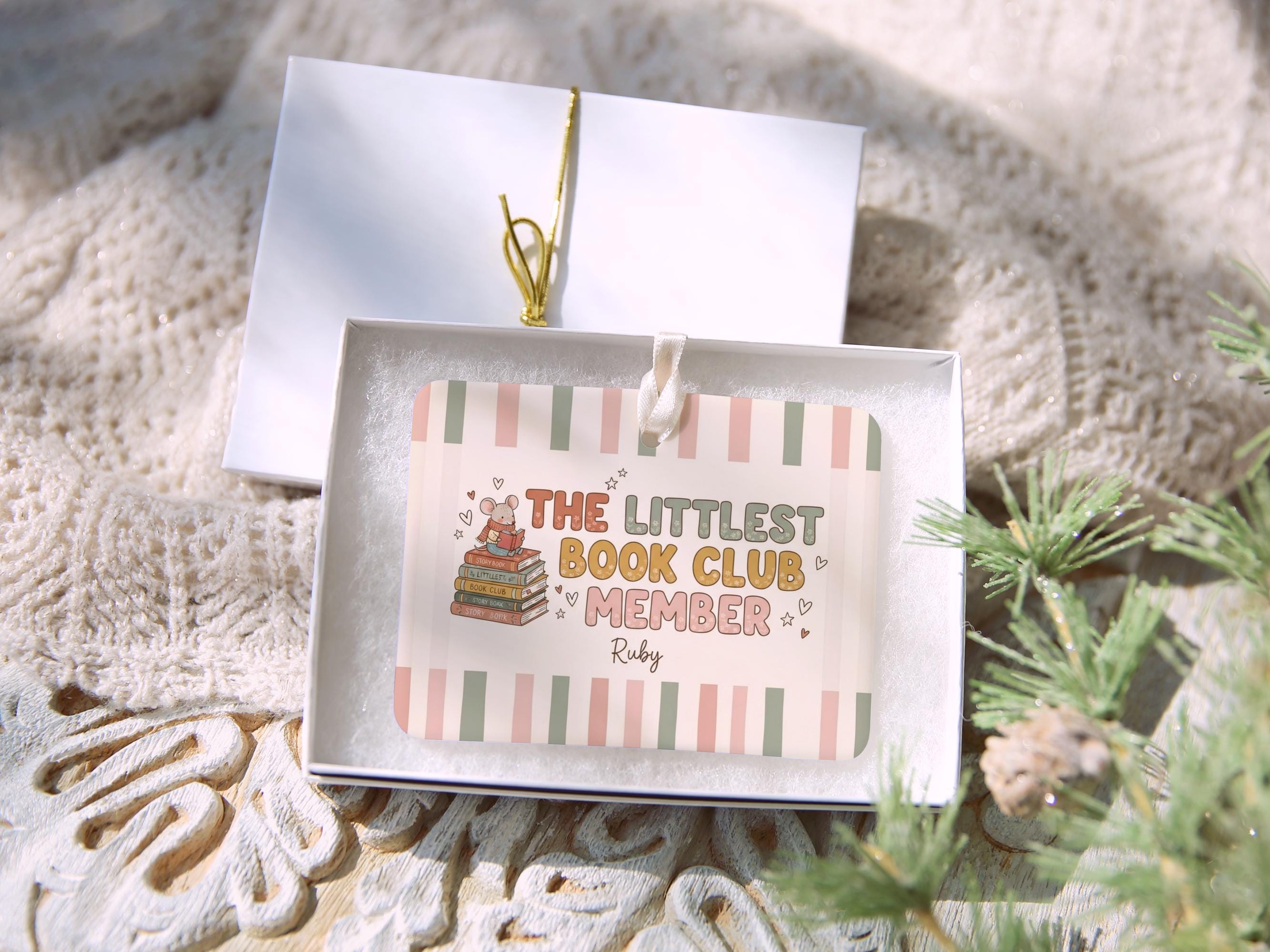 Personalized Little Book Club Member Ornament, Kids Reading Keepsake, Book Lover Christmas Gift, Cute Reader Holiday Decor for Ruby