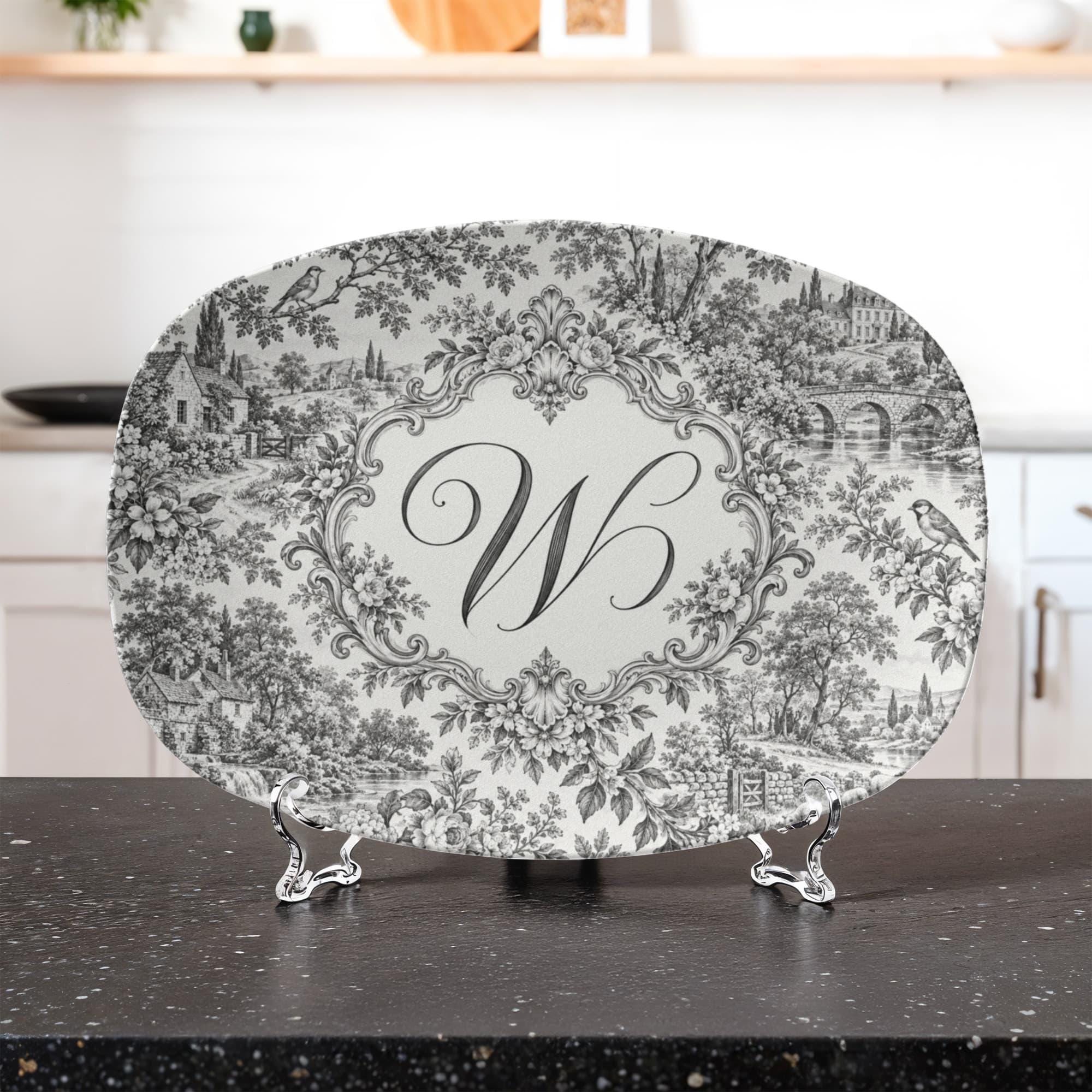 Personalized Toile Serving Platter, 10x14 Oval 5
