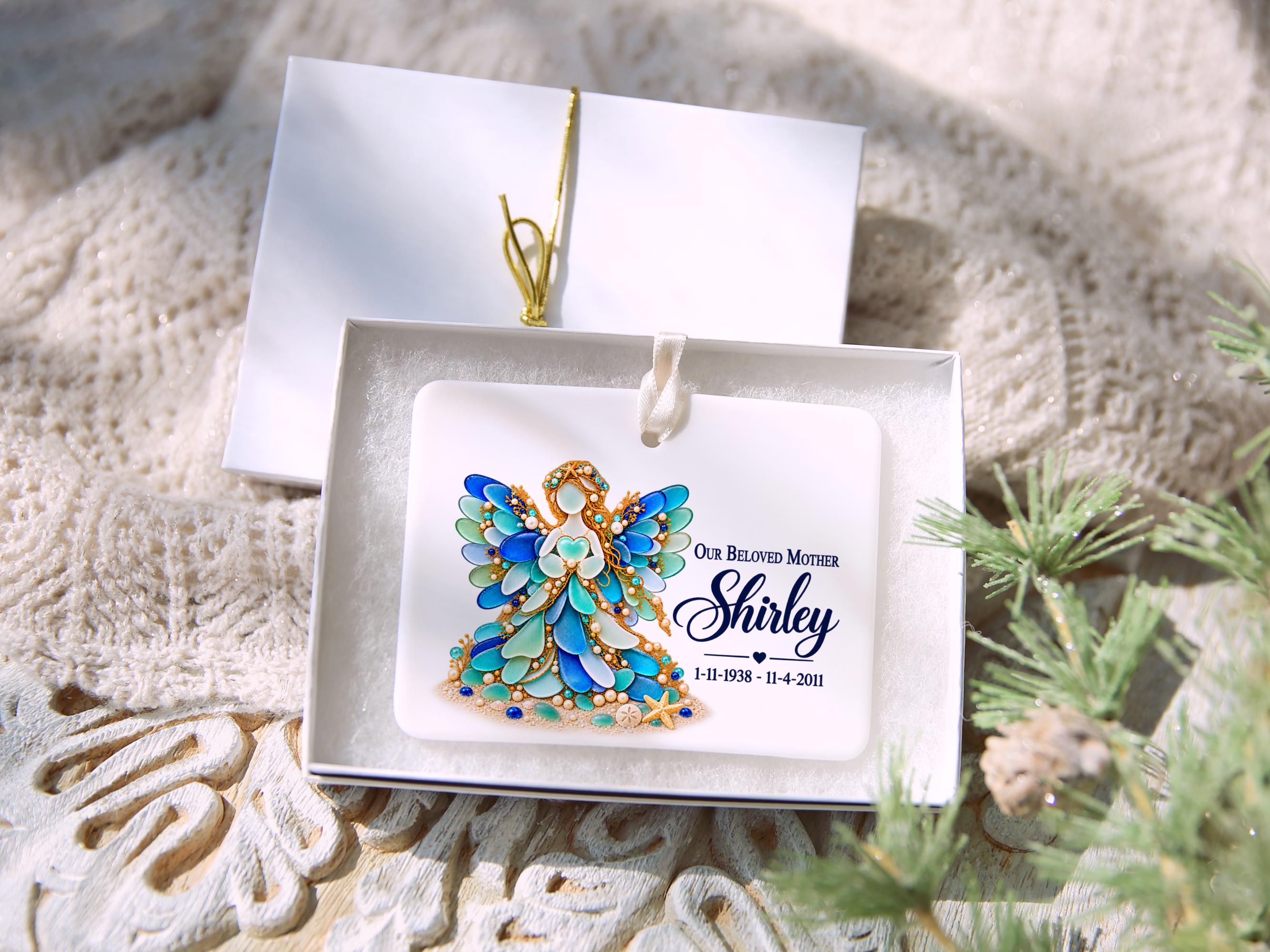 Beloved Sea Glass Angel Memorial Ceramic Ornament 2