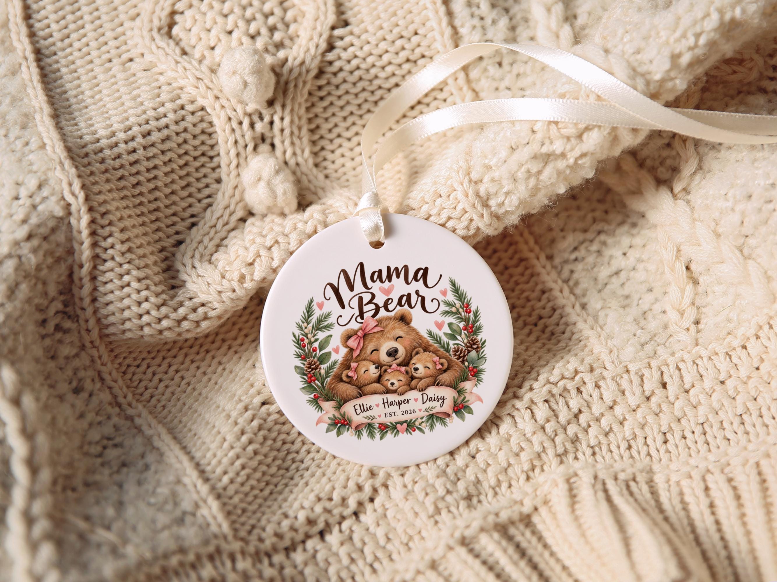 Mama Bear Christmas Ornament, Bear Family Holiday Decor, Personalized Grandma Ornament, Woodland Nursery Keepsake, Gift for Mama Bear 5