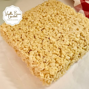 old fashioned crispy rice marshmallow cereal treats -  the whole pan for parties, potlucks, events, gift