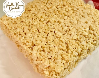 old fashioned crispy rice marshmallow cereal treats -  the whole pan for parties, potlucks, events, gift