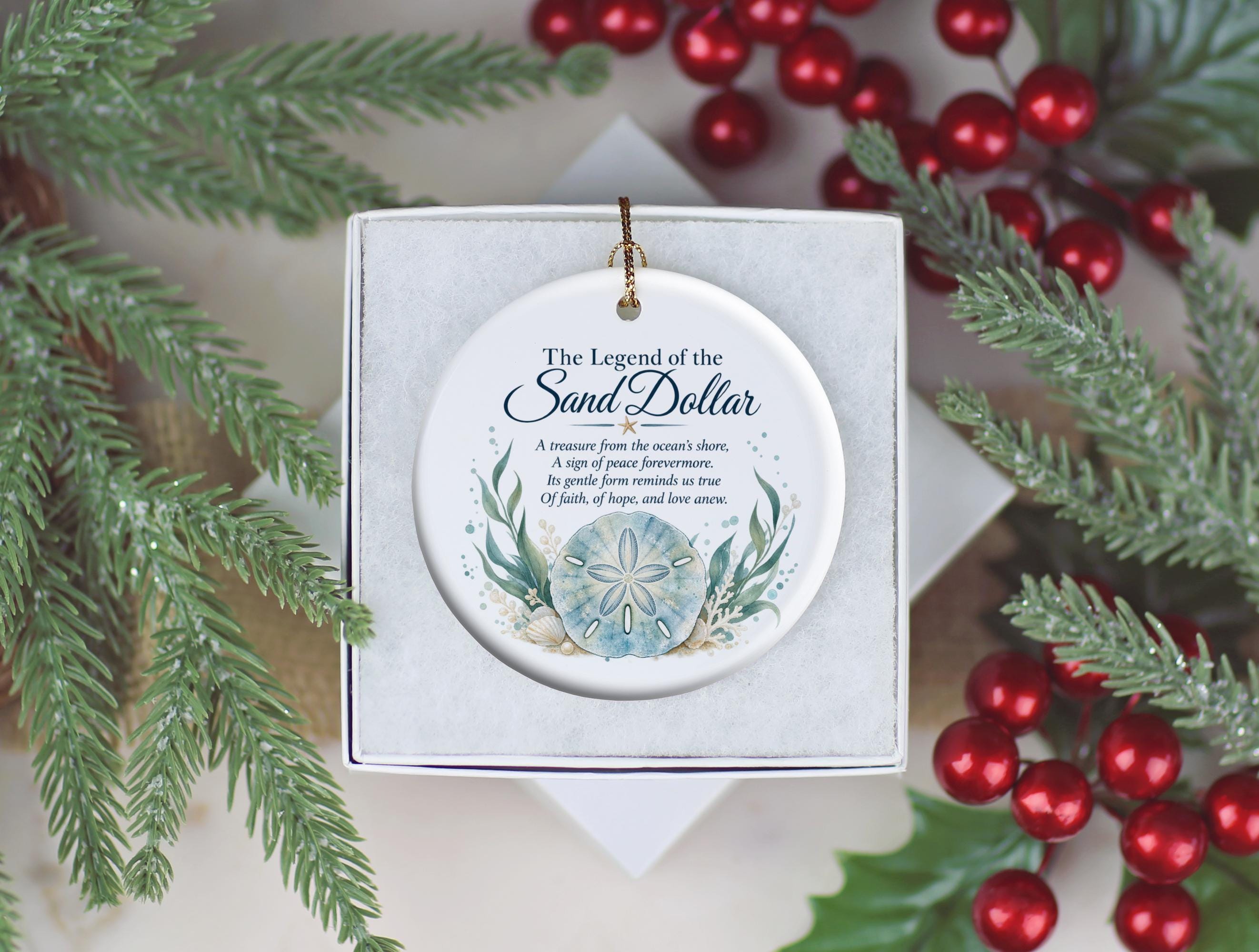 Sand Dollar Ceramic Christmas Ornament 4