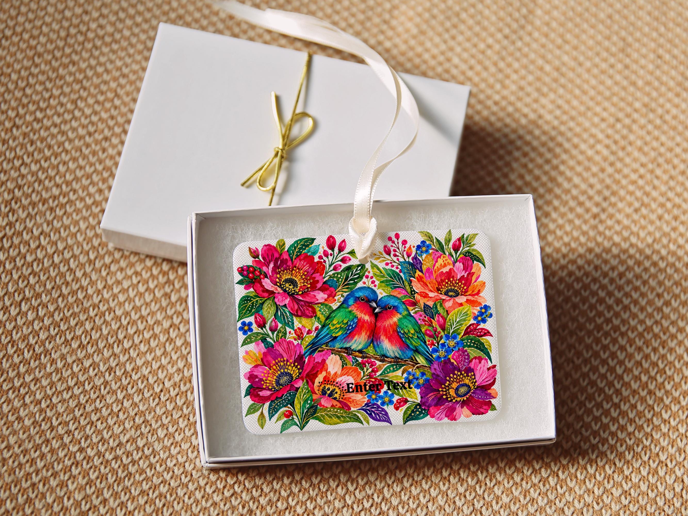 Personalized Love Birds Ceramic Christmas Ornament 2