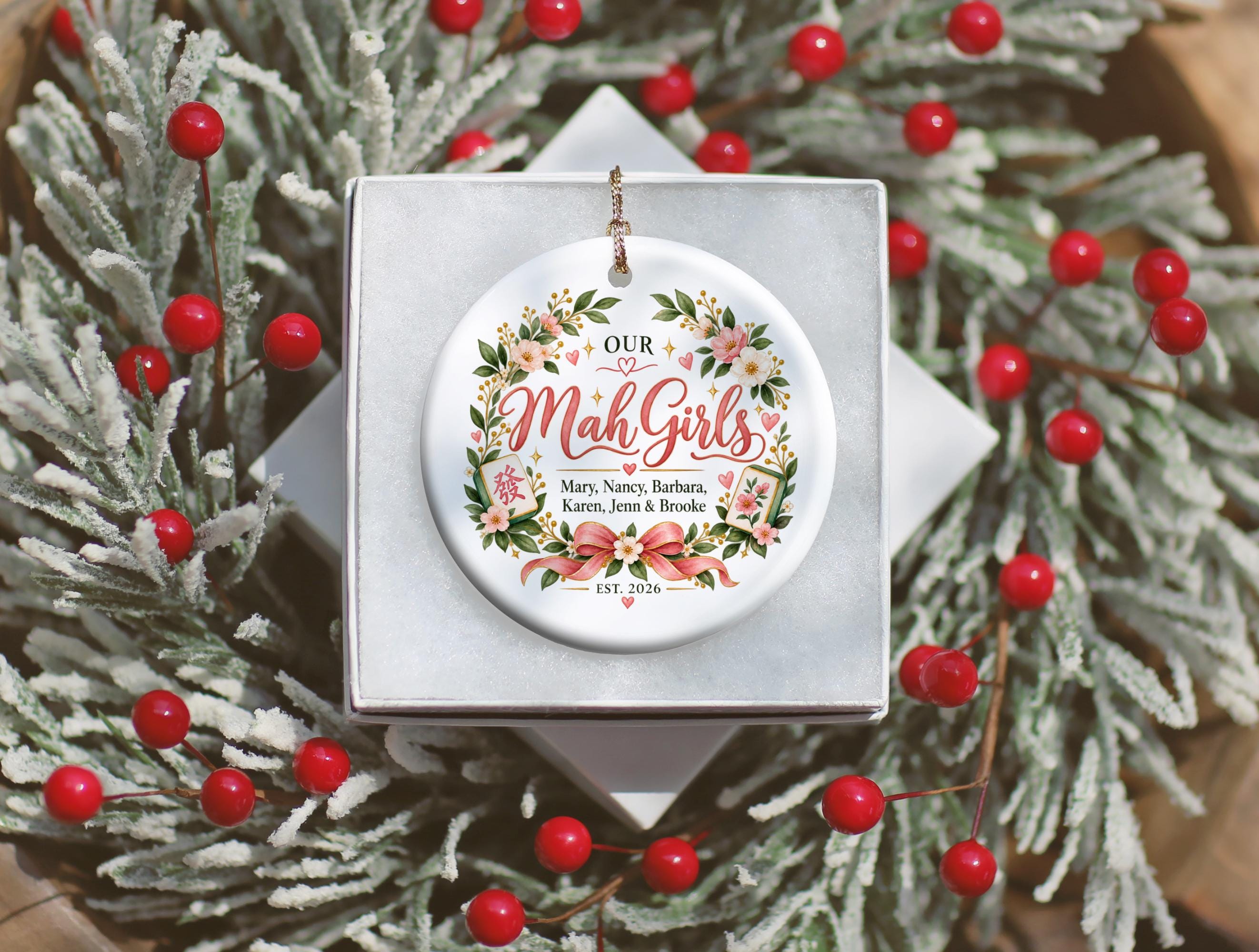 Mah Girls Family Ceramic Christmas Ornament 2