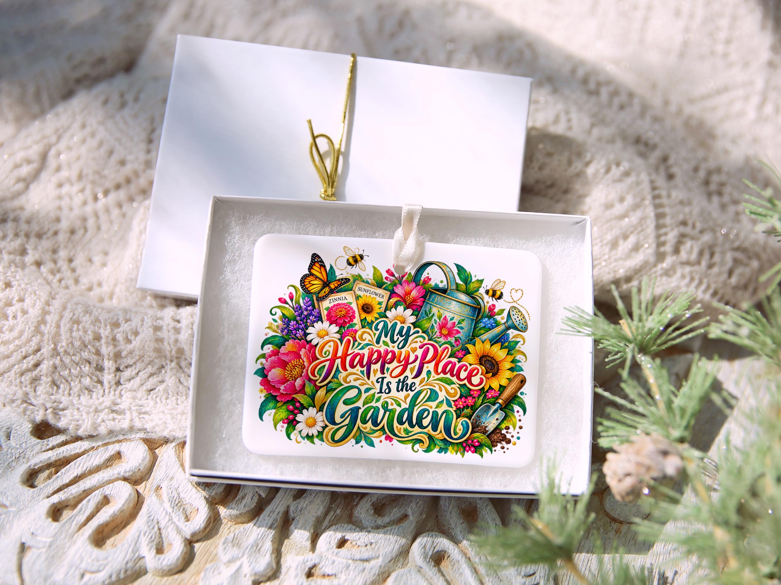 My Happy Place Is the Garden Ceramic Ornament