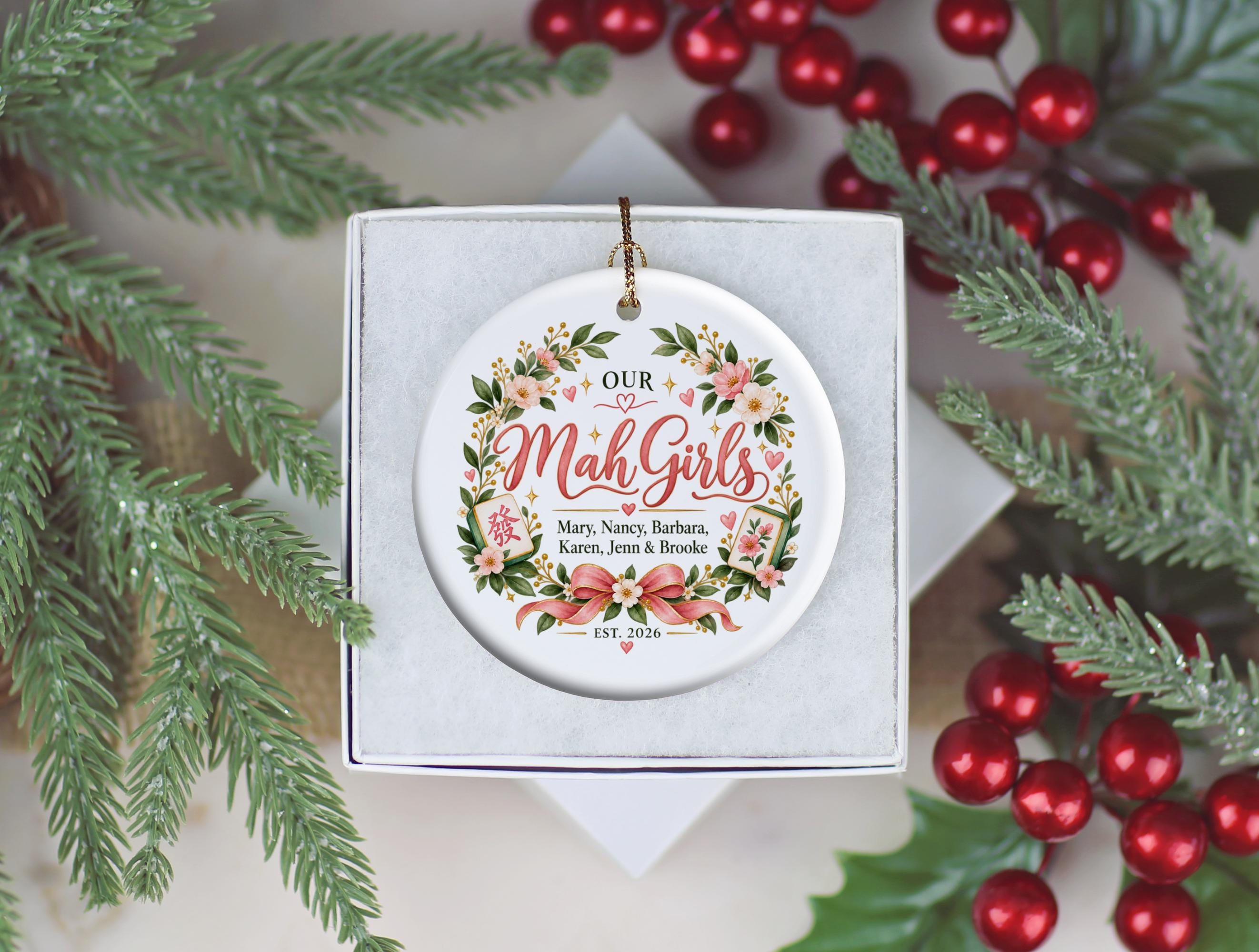 Mah Girls Family Ceramic Christmas Ornament 6
