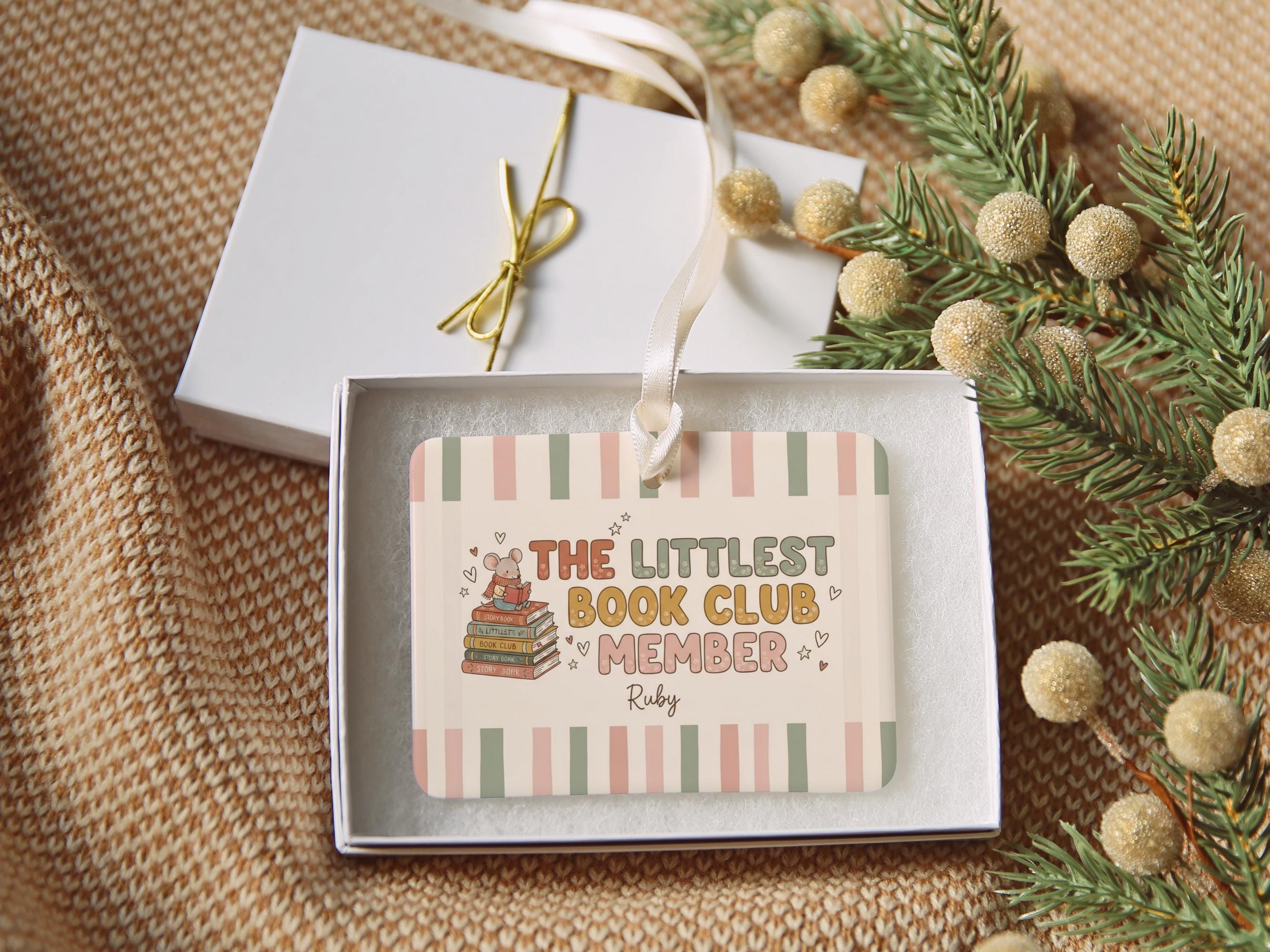 Personalized Little Book Club Member Ceramic Ornament 2
