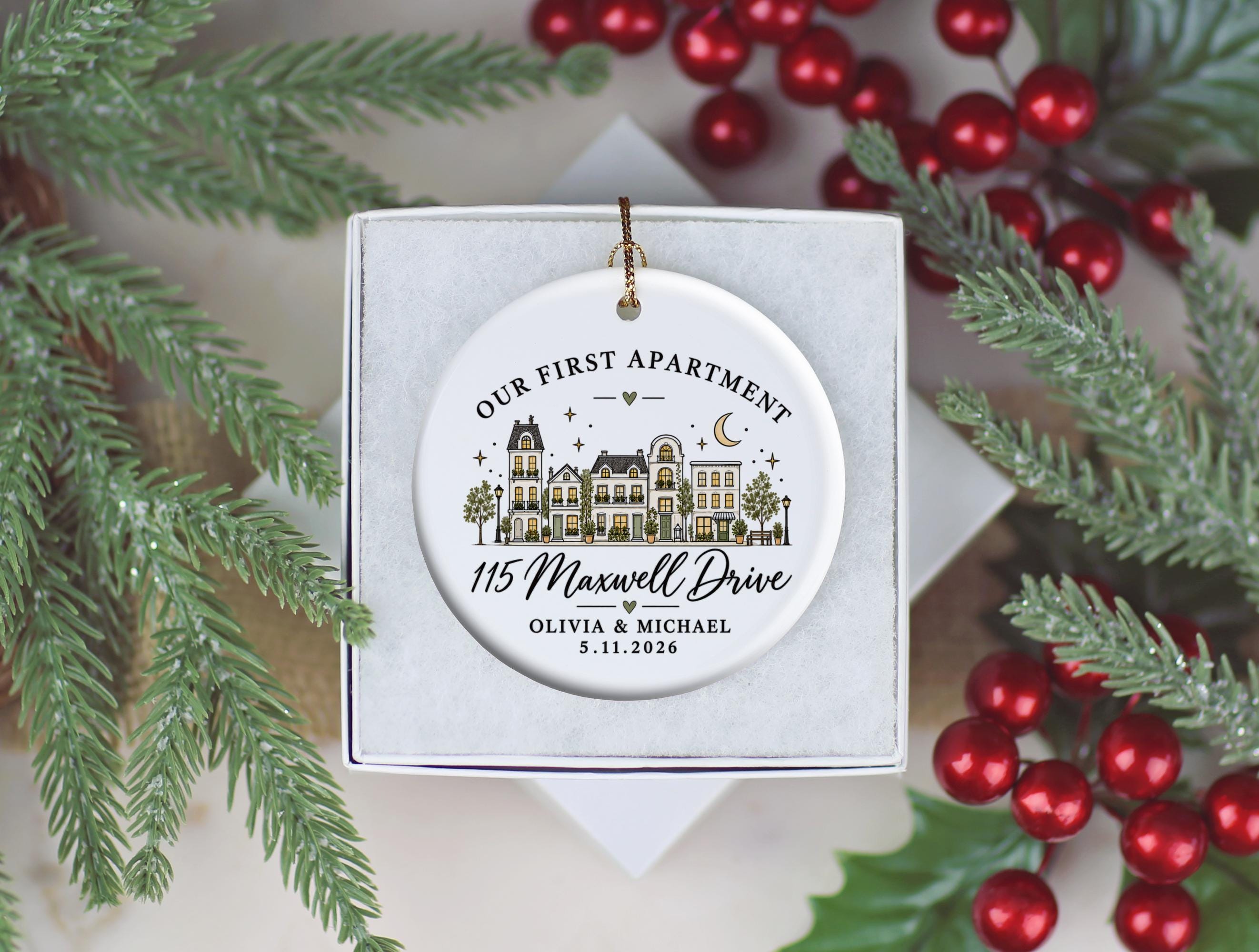 Our First Apartment Ornament, New Home Keepsake, Personalized Couple Ornament, Housewarming Gift, Custom Address Christmas Decor 2026 2
