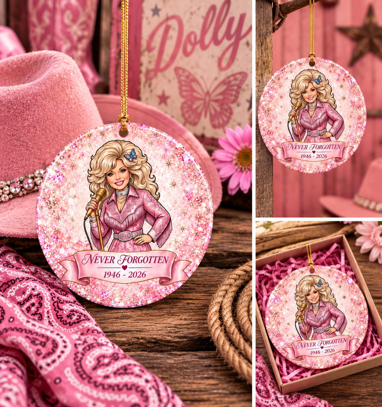 Dolly Fan Memorial Ceramic Christmas Ornament (1946-2026) 3