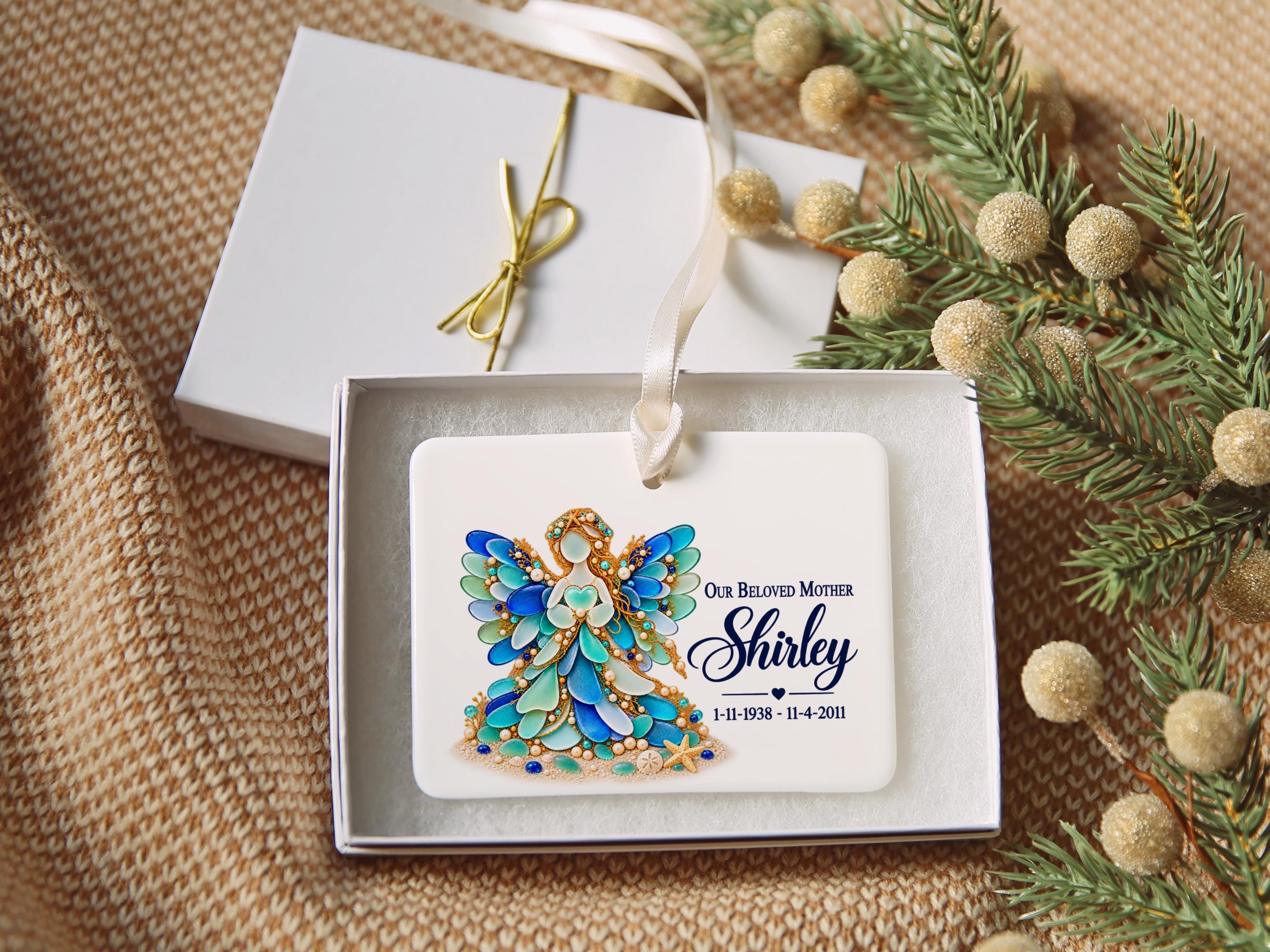 Beloved Sea Glass Angel Memorial Ceramic Ornament 3