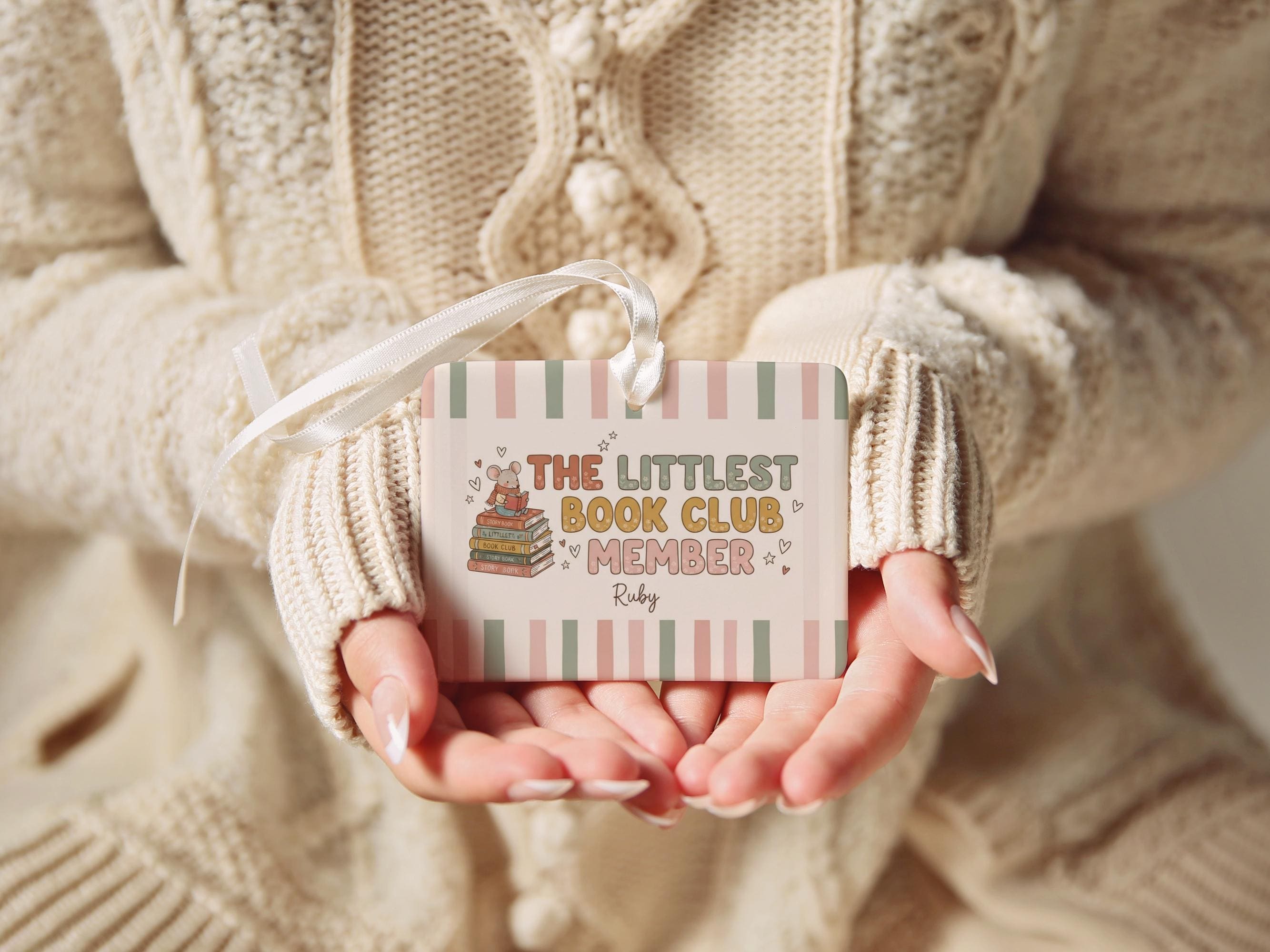 Personalized Little Book Club Member Ceramic Ornament 4